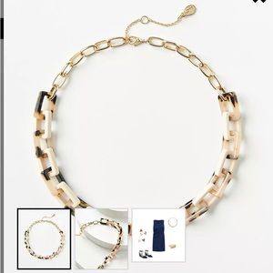 Tortoiseshell Print Chain Link Statement Necklace